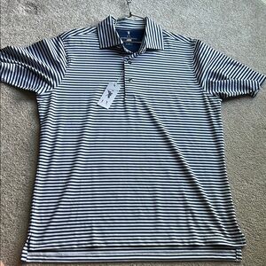 Classic Blue and White Striped Polo Shirt